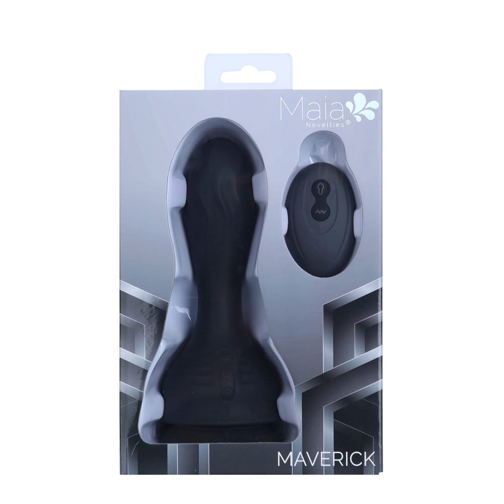 Maia MAVERICK - Black 16.5 cm USB Rechargeable Inflatable Anal Plug with Wireless Remote