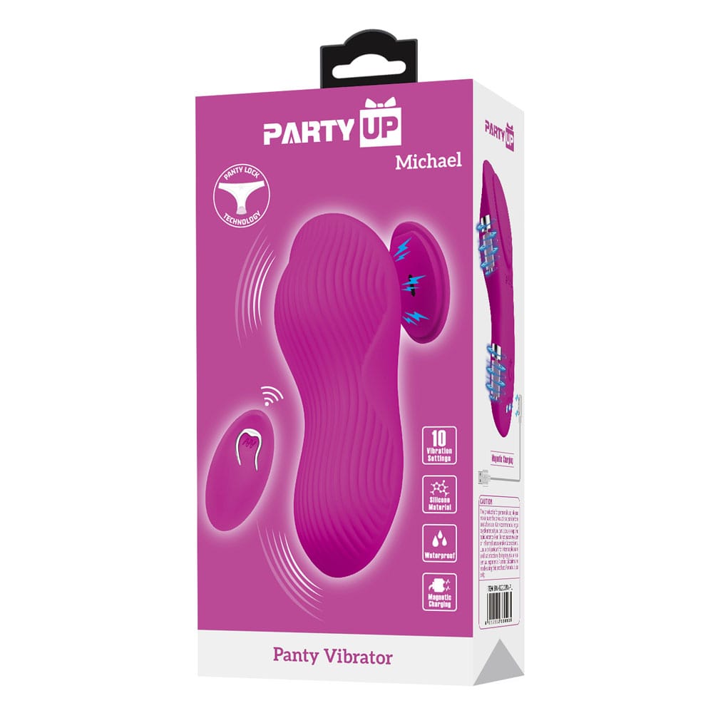 Party Up MICHAEL Panty Vibe - Pink - Pink USB Rechargeable Panty Vibrator with Wireless Remote Control