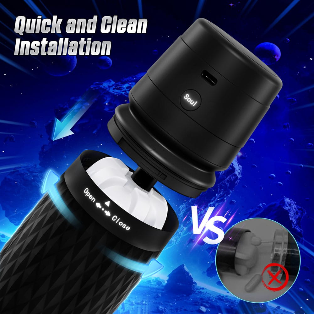 CyberSkin The Warrior - Black USB Rechargeable Sucking & Vibrating Auto Masturbator