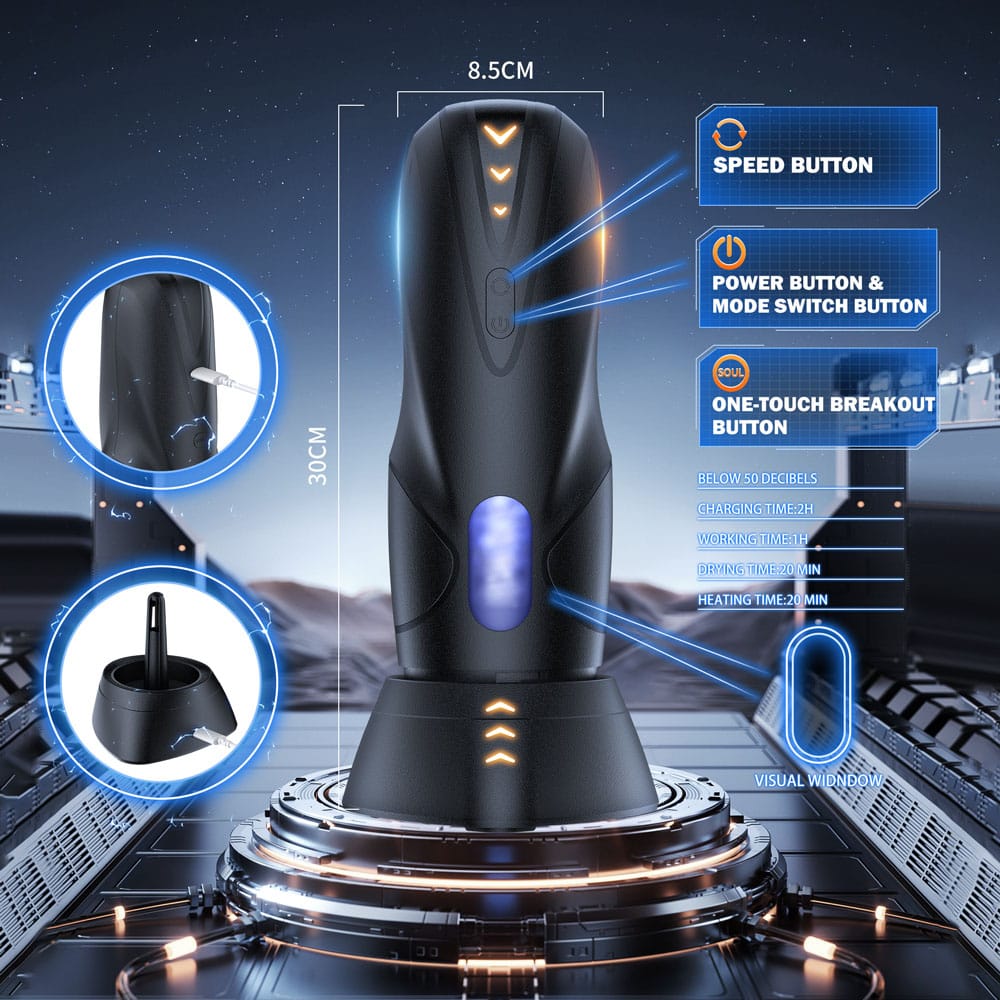 CyberSkin The Galaxy Voy - USB Rechargeable Thrusting & Rotating Auto Masturbator with Heater