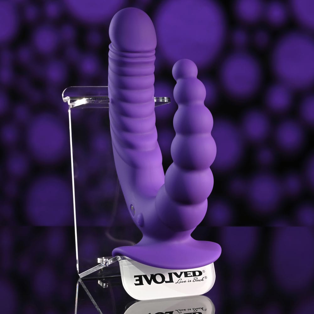 Evolved THE RIDER - Purple USB Rechargeable Double Ended Vibrator with Wireless Remote