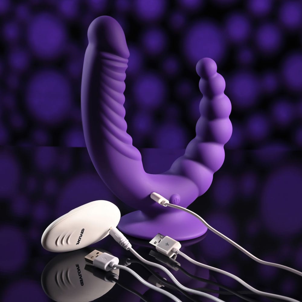 Evolved THE RIDER - Purple USB Rechargeable Double Ended Vibrator with Wireless Remote