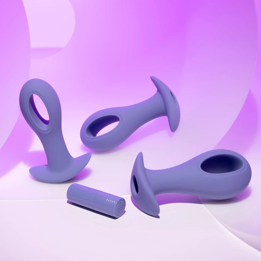 Evolved HOLE PUNCH PLUG SET - Purple Butt Plugs with Interchangeable Bullet - Set of 3 Sizes