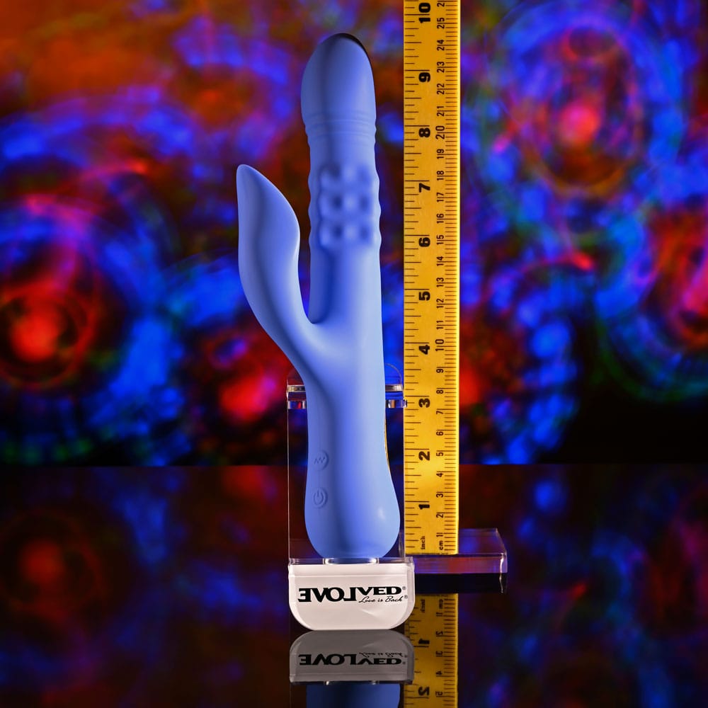 Evolved POP GOES THE O - Purple 24.7 cm USB Rechargeable Thrusting & Bulging Rabbit Vibrator