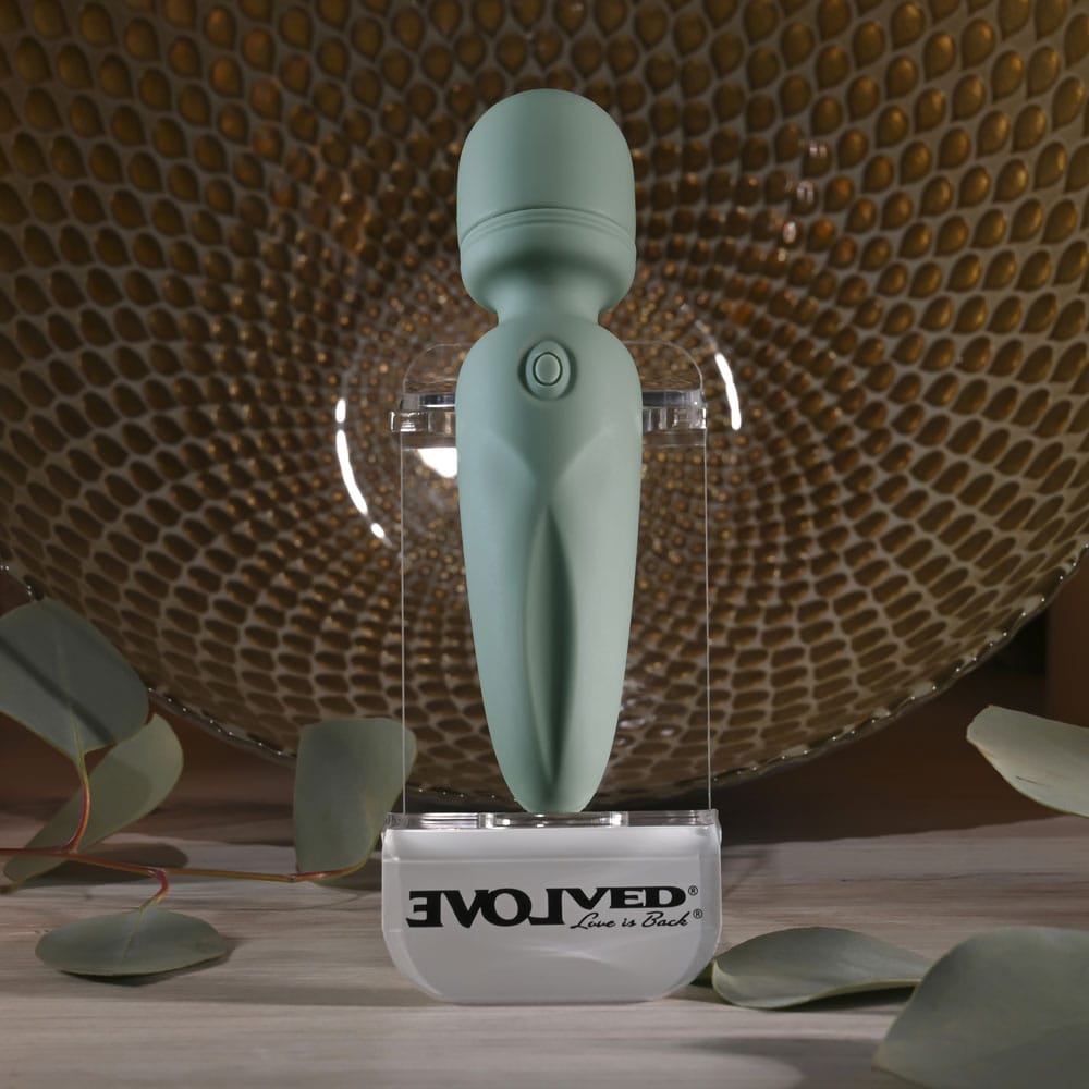 Evolved RUMBLE WAND - Olive Green 13.4 USB Rechargeable Mini Massage Wand