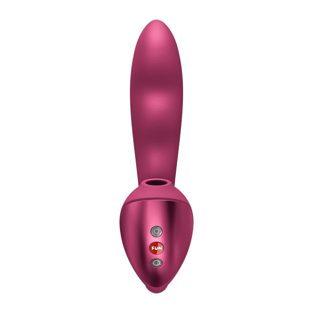 Fun Factory STRONIC PULSE ALLEGRO - Wine Red USB-C Rechargeable Thrusting Vibrator with Air Pulse Stimulator