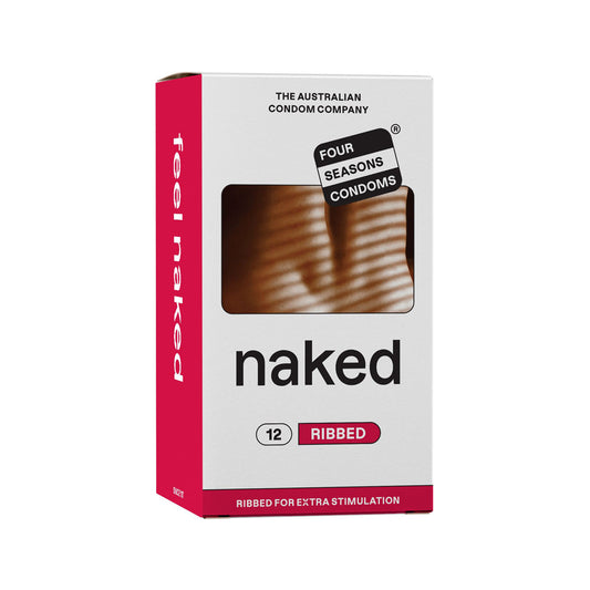 Four Seasons Naked Ribbed - Ultra Thin Ribbed & Lubed Condoms - 12 Pack