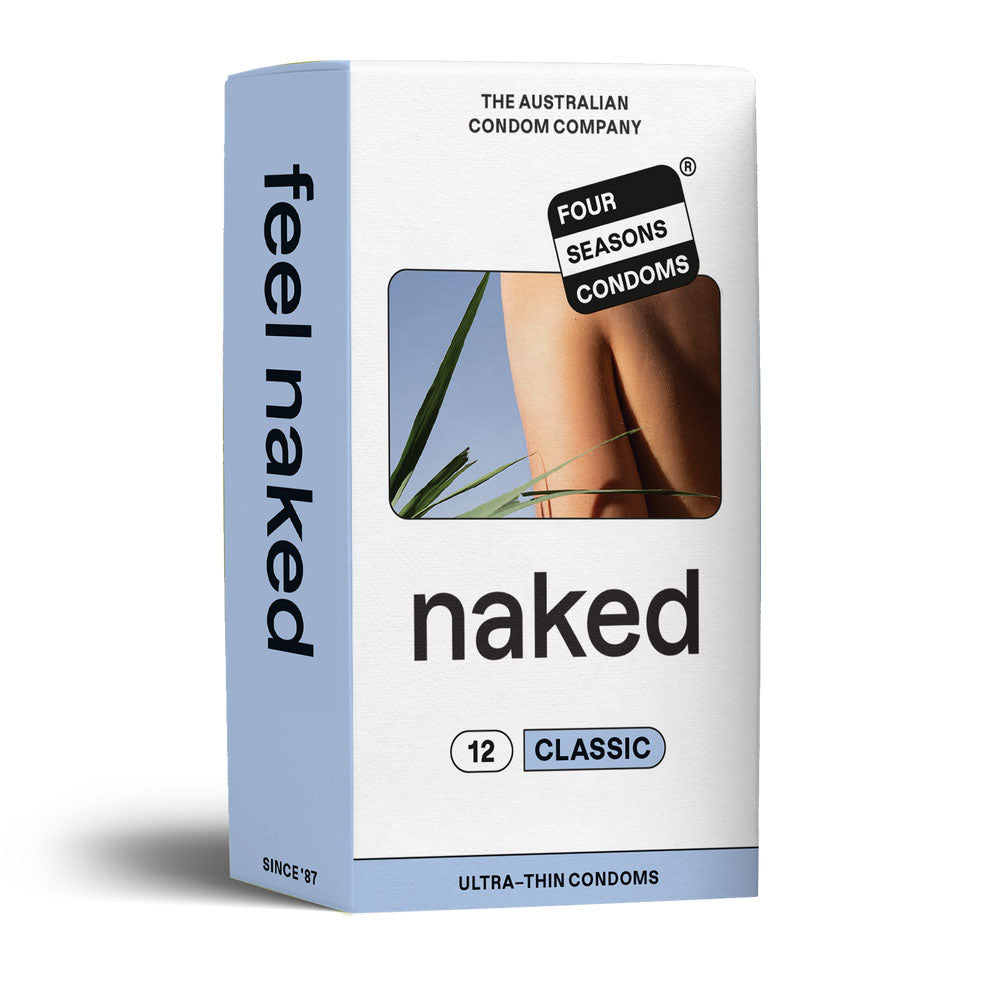 Four Seasons Naked Classic Condoms - Ultra Thin Lubricated Condoms - 12 Pack