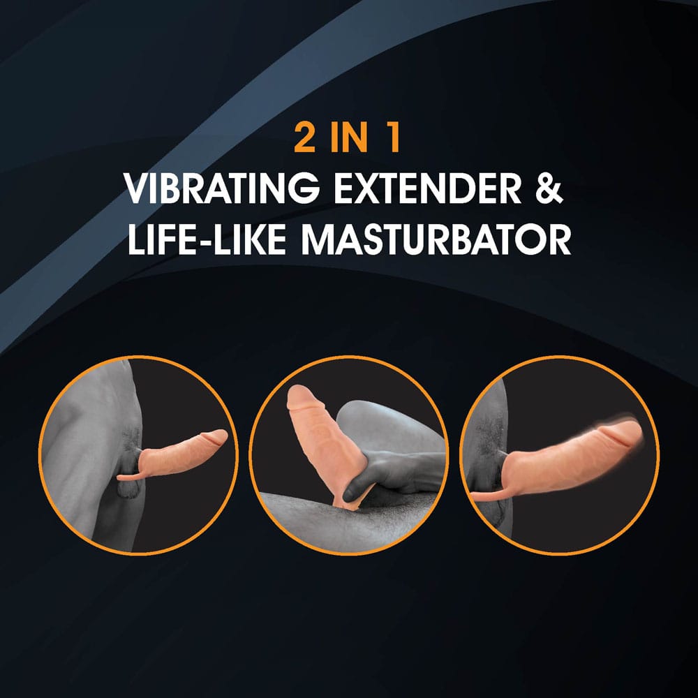 Extendor+ - Flesh 2 Inch Vibrating Penis Extender and Stroker