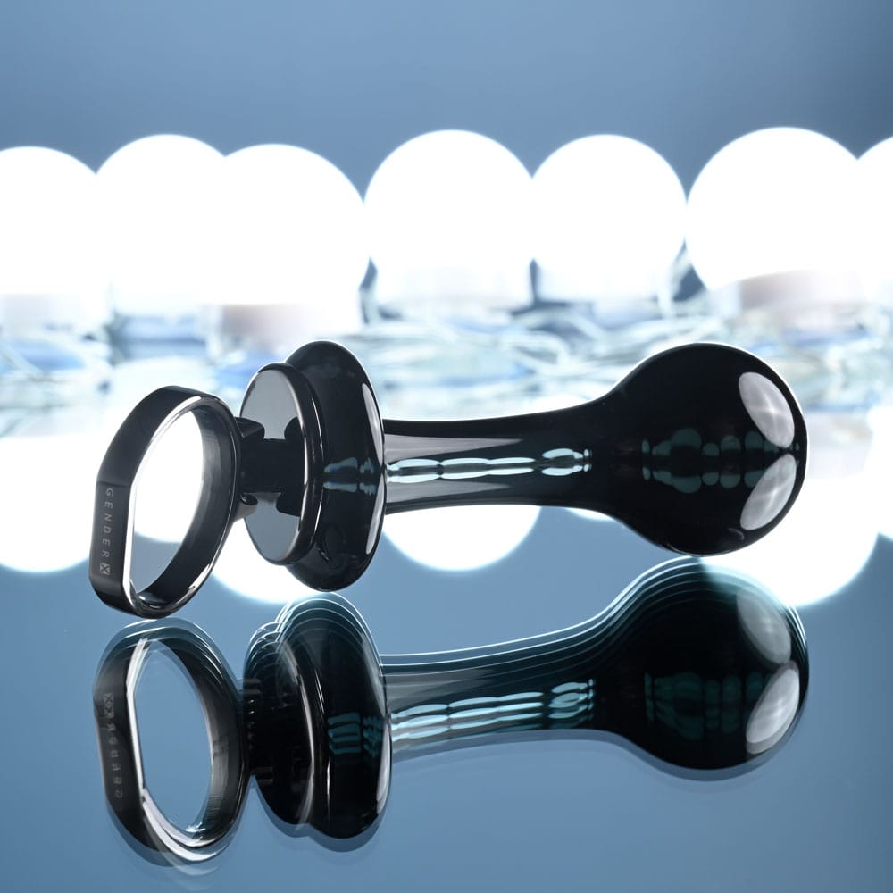 Gender X BLOW POP - Black 12.8 cm Glass Plug with Ring Pull