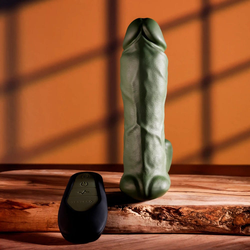 Gender X THE HUNK - Green 15.2 cm USB Rechargeable Thrusting Vibrator with Remote