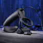 Gender X FULL SWING - Black USB Rechargeable Vibrating Cock Ring with Double Penetrator Dildo