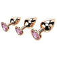 Adam & Eve ROSE GOLD HEART GEM ANAL TRAINING SET - Rose Gold Metal Anal Plugs with Pink Gem Bases - Set of 3 Sizes