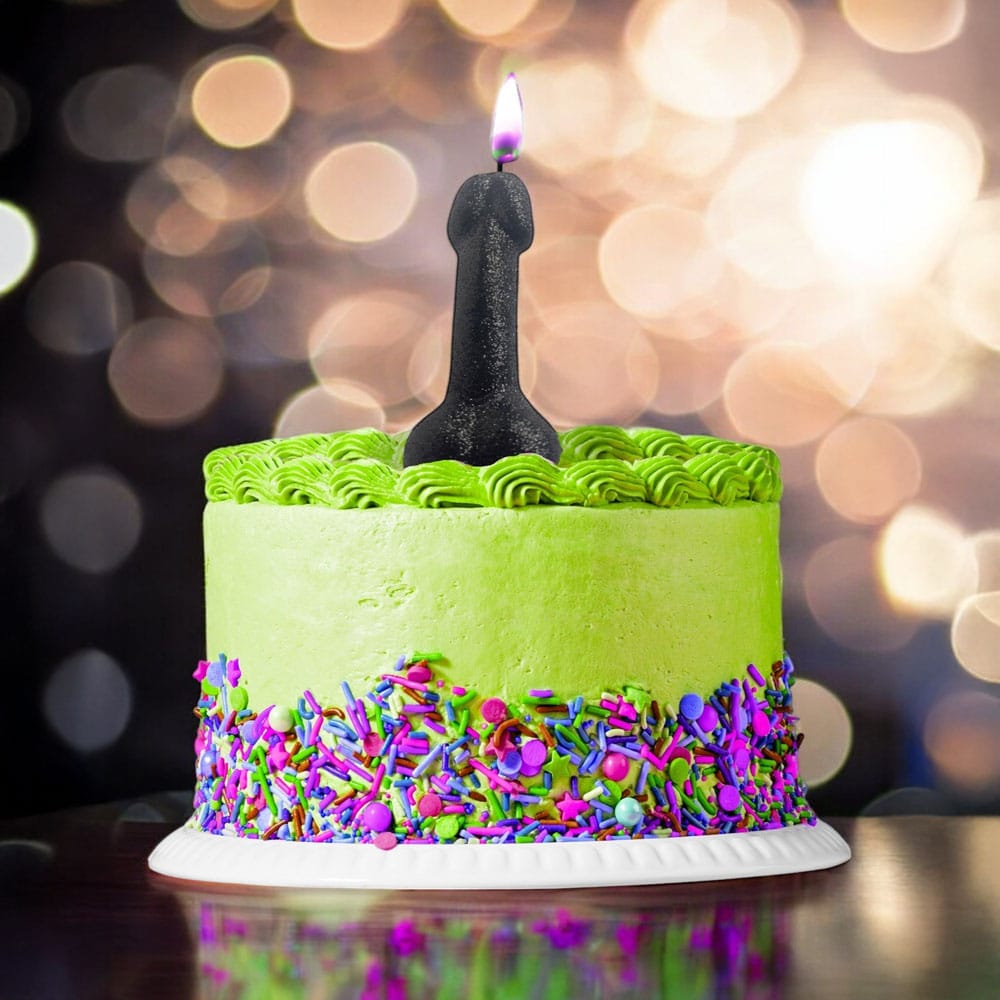 Glitterati Black Glitter Penis Candle - Black 10 cm Penis Party Candle