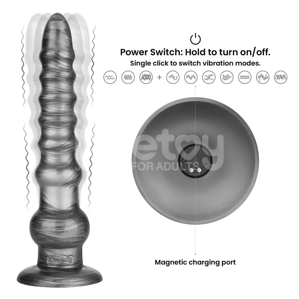 King Sized Vibrating Vibrax Slider - Grey 32.3 cm (12.5'') USB Rechargeable Vibrating Dildo