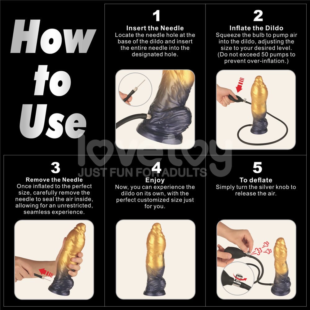 Aerosx 10 Inch Dual Density Inflatable Dildo - Gold/Blue 33 cm Inflatable Fantasy Dildo