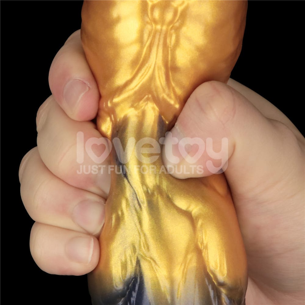 Aerosx 10 Inch Dual Density Inflatable Dildo - Gold/Blue 33 cm Inflatable Fantasy Dildo