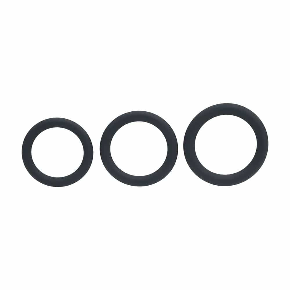 LEVELZ Classic Silicone Cock Ring Set - L/XL/XXL - Black Cock Rings - Set of 3 Sizes