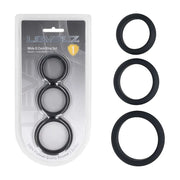 LEVELZ Wide O Silicone Cock Ring Set of 3 - S/M/L - Black Cock Rings - Set of 3 Sizes