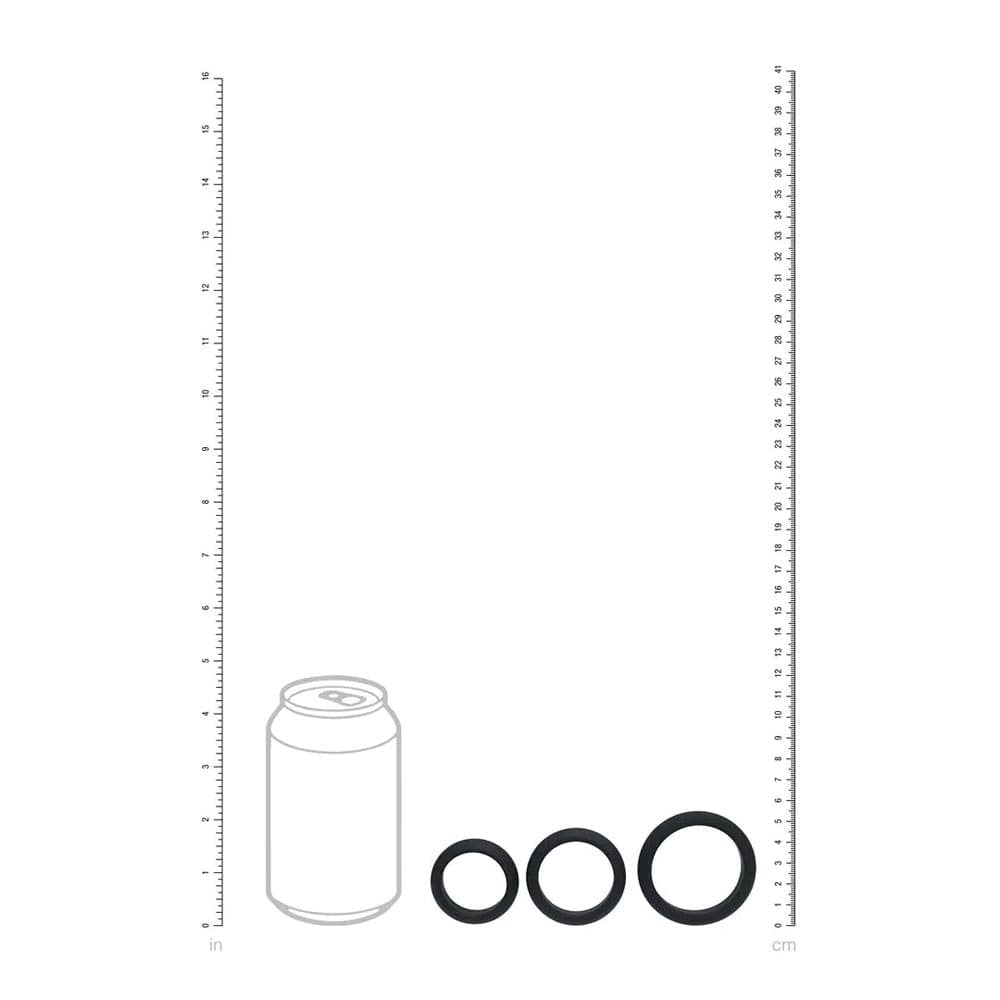 LEVELZ Wide O Silicone Cock Ring Set of 3 - S/M/L - Black Cock Rings - Set of 3 Sizes