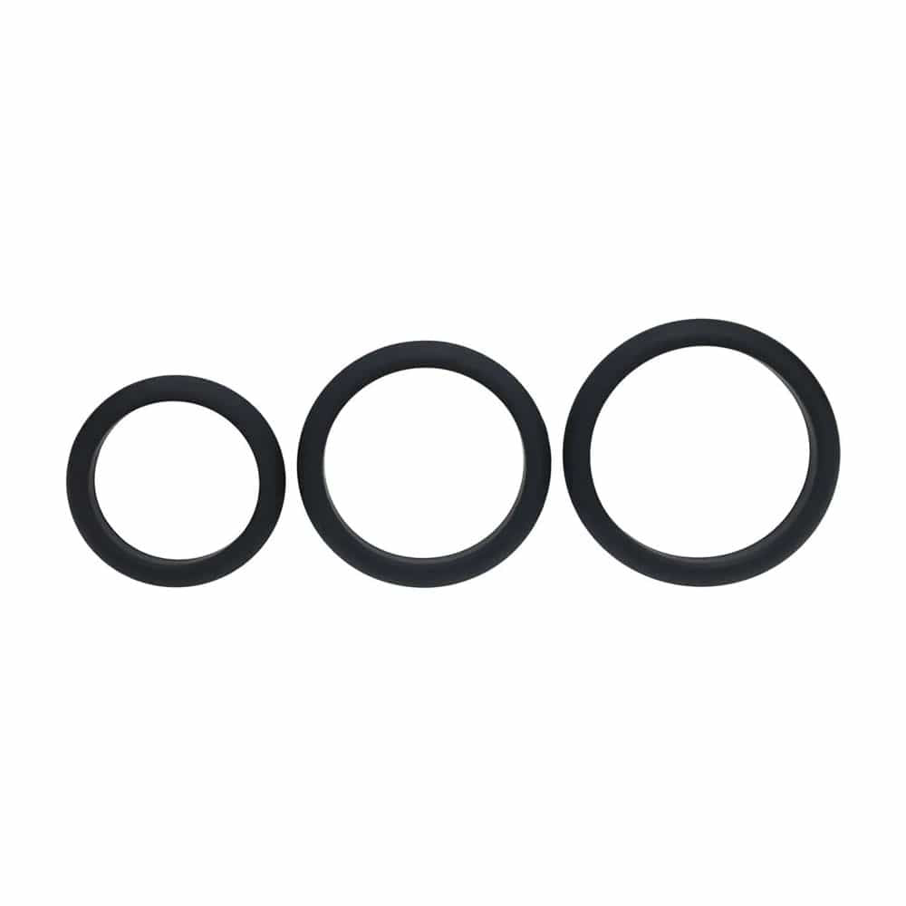 LEVELZ Wide O Silicone Cock Ring Set of 3 - L/XL/2X - Black Cock Rings - Set of 3 Sizes