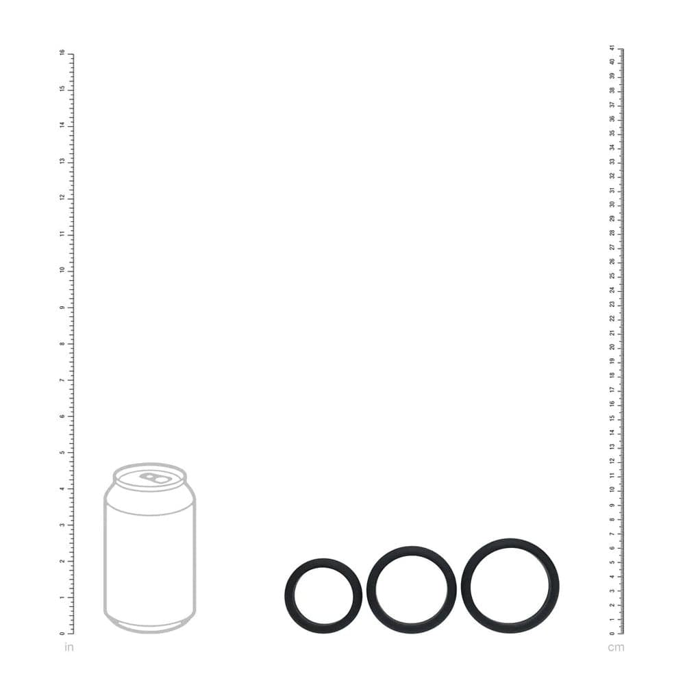 LEVELZ Wide O Silicone Cock Ring Set of 3 - L/XL/2X - Black Cock Rings - Set of 3 Sizes
