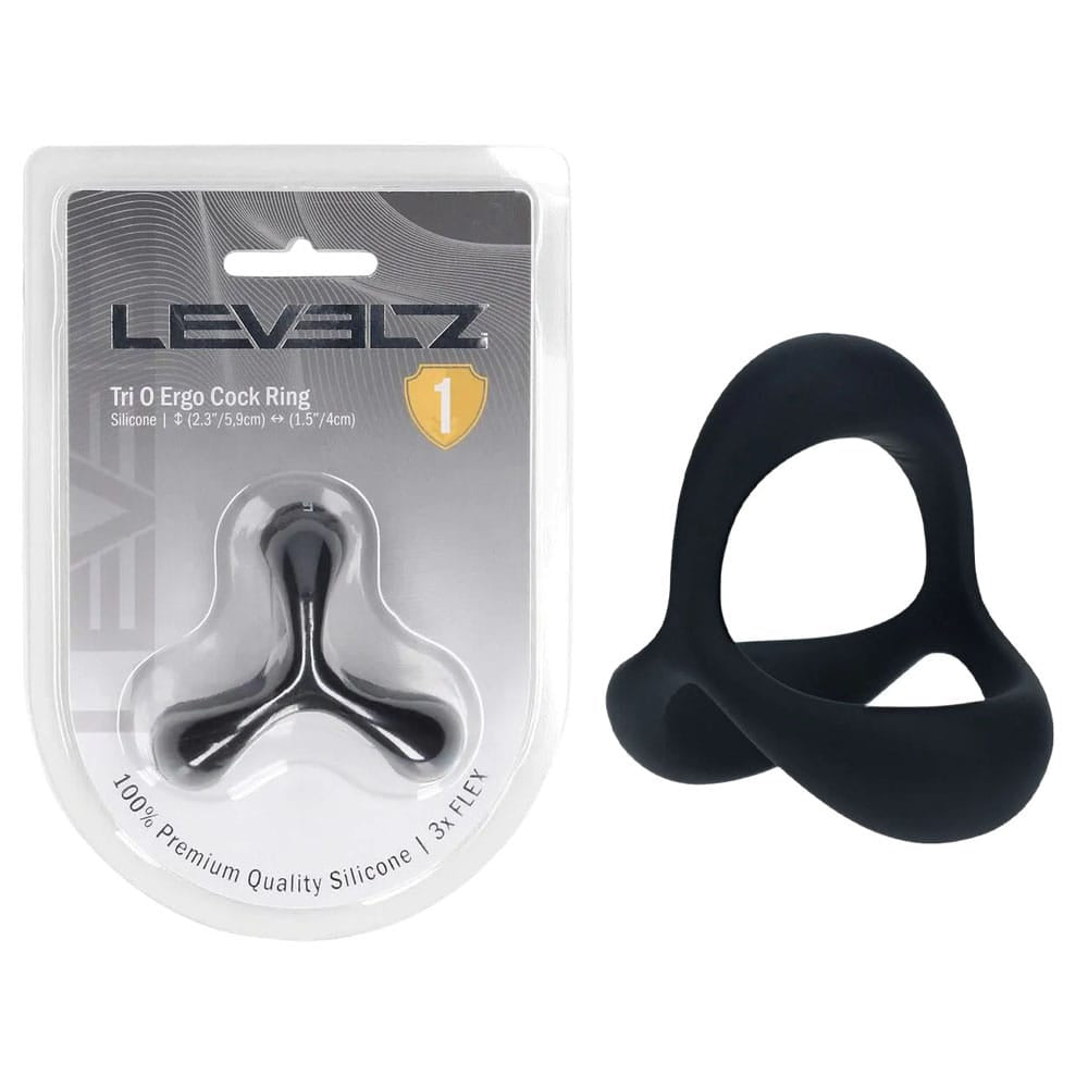 LEVELZ Tri O Ergo Silicone Cock Ring - Black - Black Cock & Balls Rings