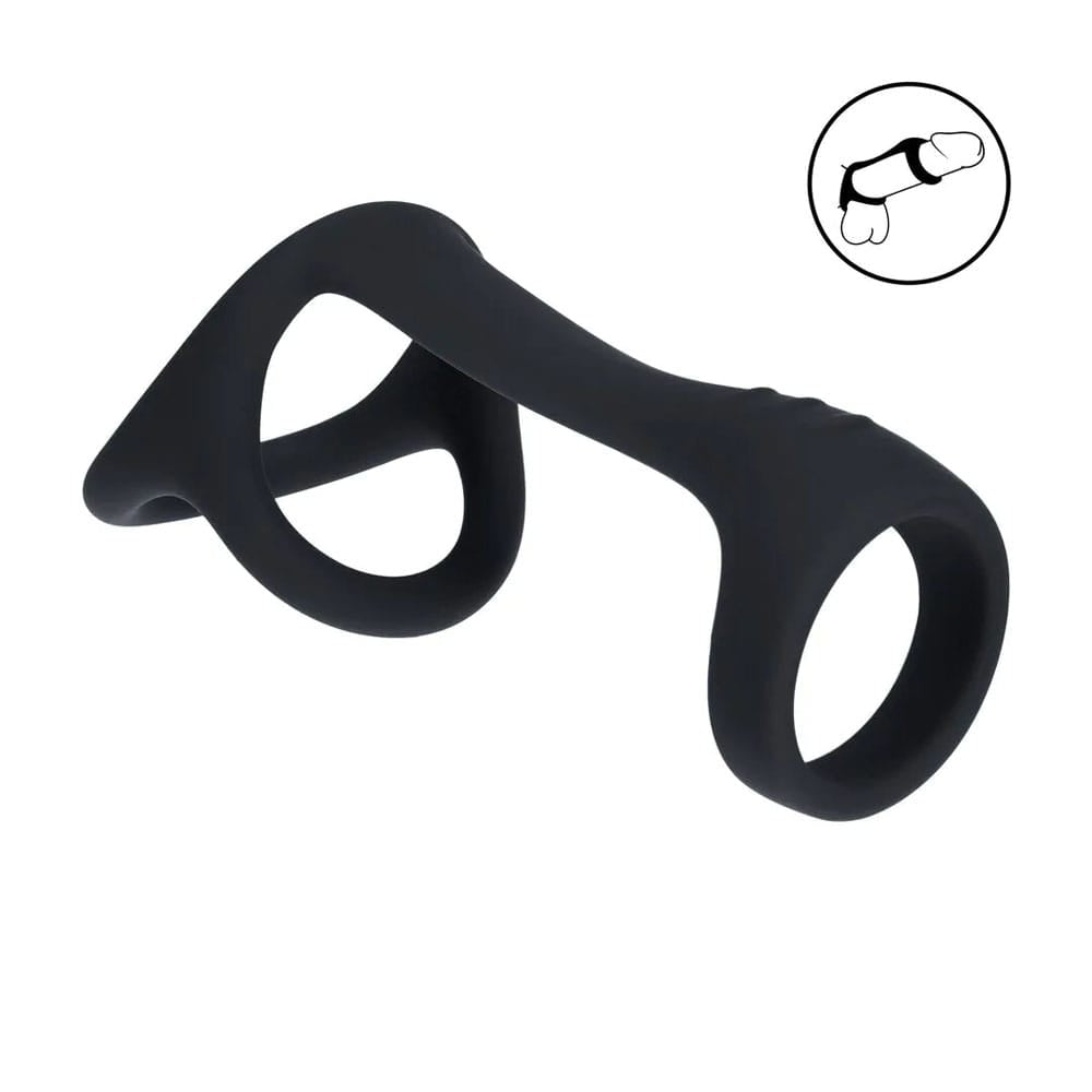 LEVELZ Tri O Silicone Shaft Cock & Ball Ring - Black Cock & Balls Ring
