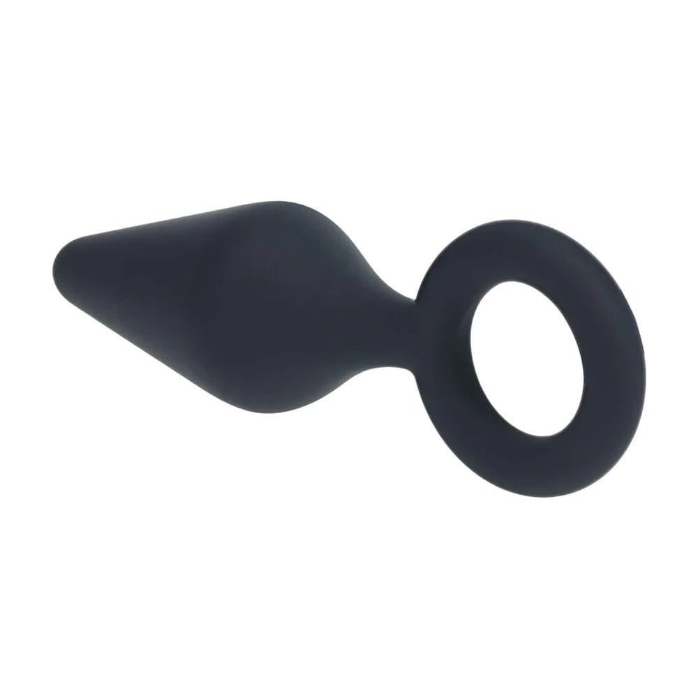 LEVELZ Silicone Anal Plug with Loop - Small - Black - Black Small Butt Plug