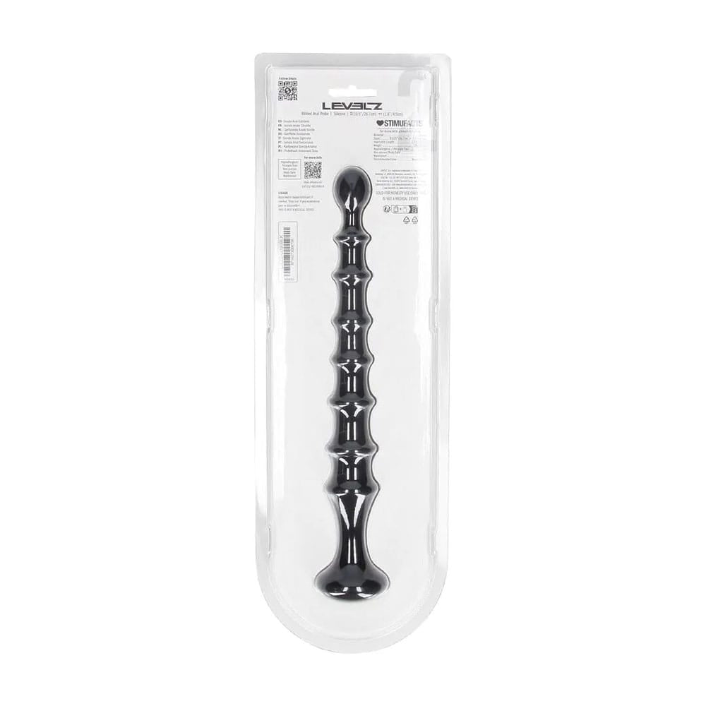 LEVELZ Ribbed Silicone Flared Anal Probe - Black 26.7 cm Anal Beads