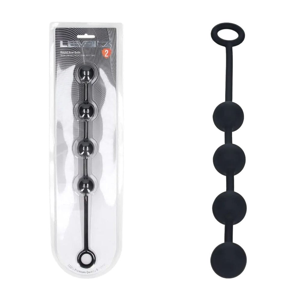 LEVELZ Round Silicone Anal Balls - M - 20mm - Black 32 cm Medium Anal Balls