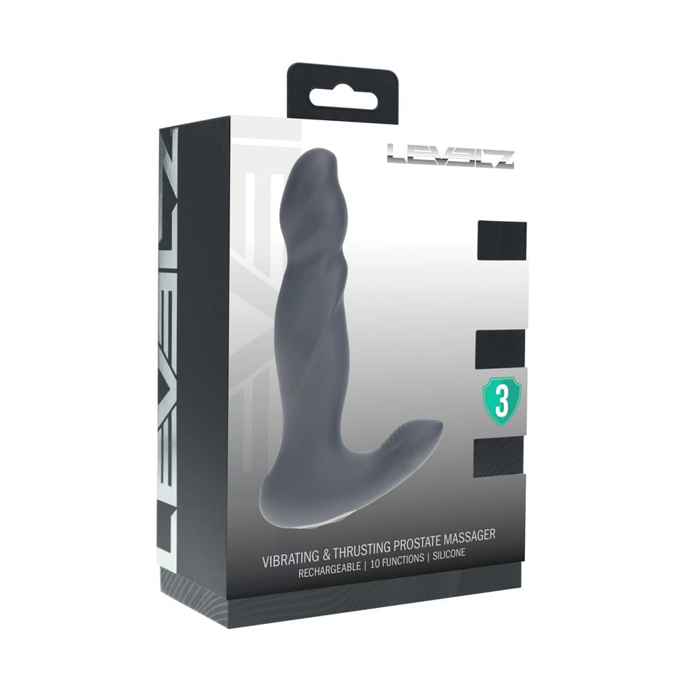 LEVELZ Vibrating & Thrusting Silicone Prostate Massager - Black 14.7 cm USB Rechargeable Thrusting Prostate Massager