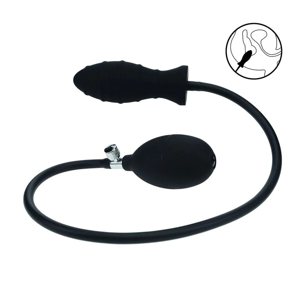 LEVELZ Ribbed Inflatable Anal Plug - Black Inflatable Butt Plug