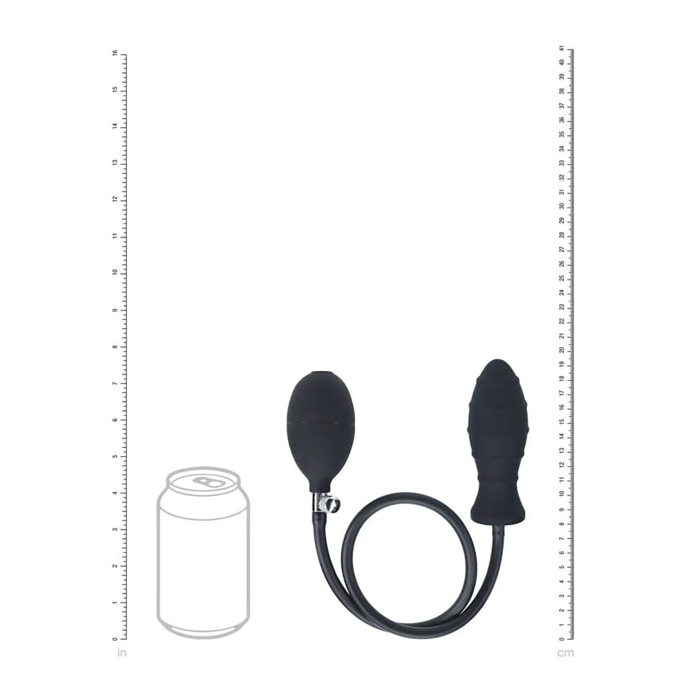 LEVELZ Ribbed Inflatable Anal Plug - Black Inflatable Butt Plug
