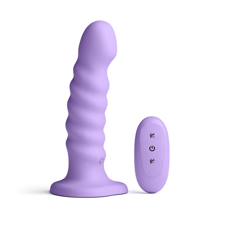 Colours Ribbed - 6'' Vibrating Dildo - Purple - Purple 16.5 cm USB Rechargeable Vibrating Dildo with Wireless Remote