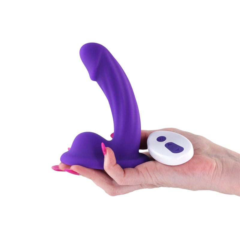 Colours Curve - Vibrating 5'' Dildo - Purple - Purple 12.6 cm USB Rechargeable Vibrating Dildo with Wireless Remote