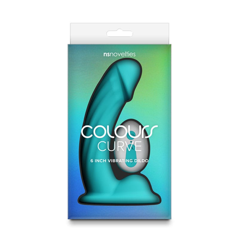 Colours Curve - Vibrating 6'' Dildo - Teal - Teal 16.4 cm USB Rechargeable Vibrating Dildo with Wireless Remote