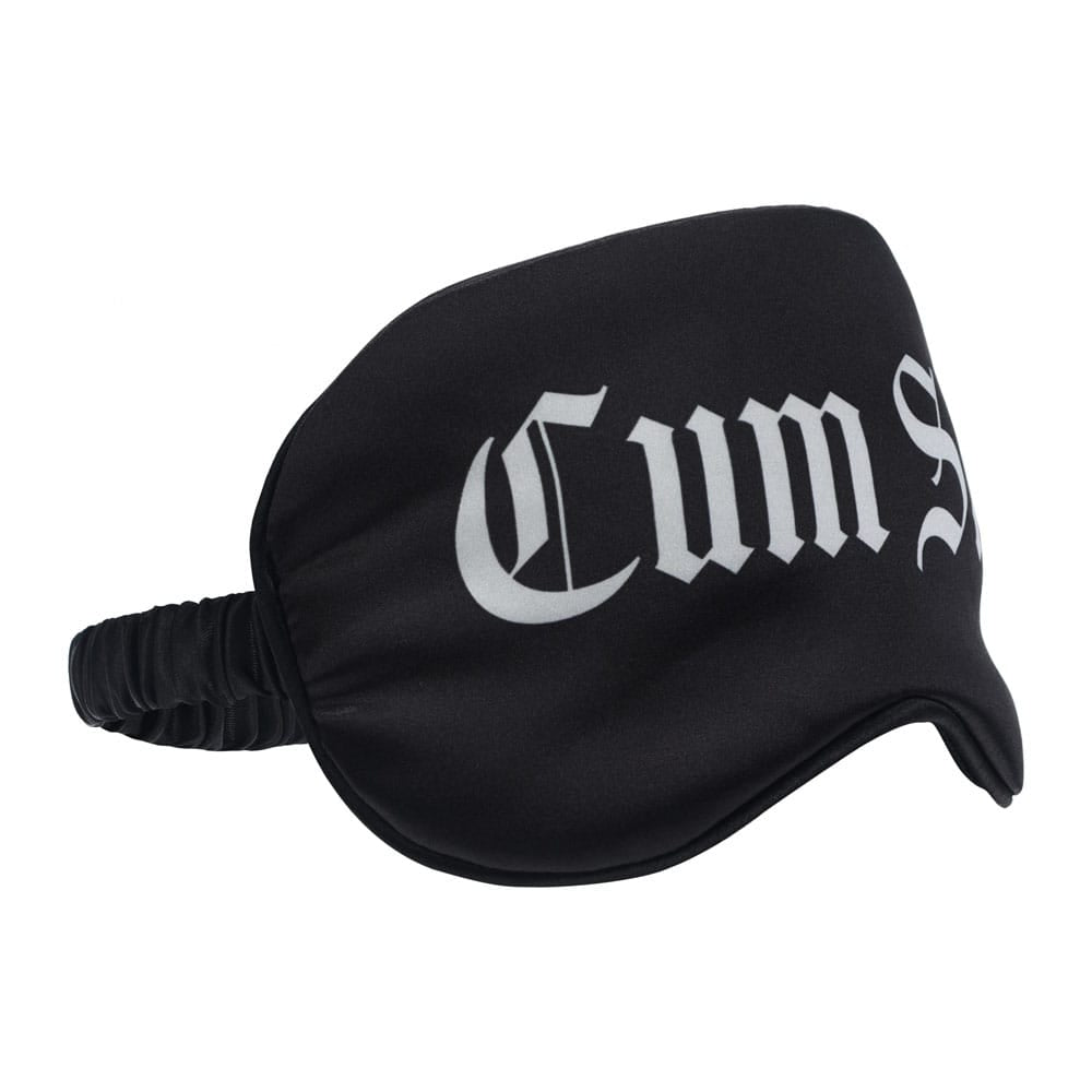 OUCH! Satin Mask - Cum Slut - Black Printed Eye Mask