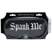 OUCH! Satin Mask - Spank Me - Black Printed Eye Mask