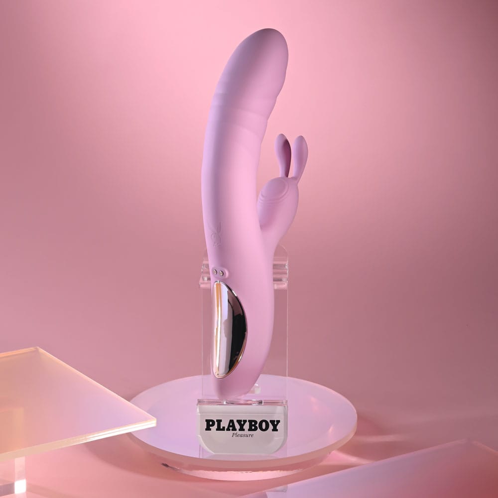 Playboy Pleasure RUB ME RIGHT - Pink 23.2 cm USB Rechargeable Thrusting Rabbit Vibrator