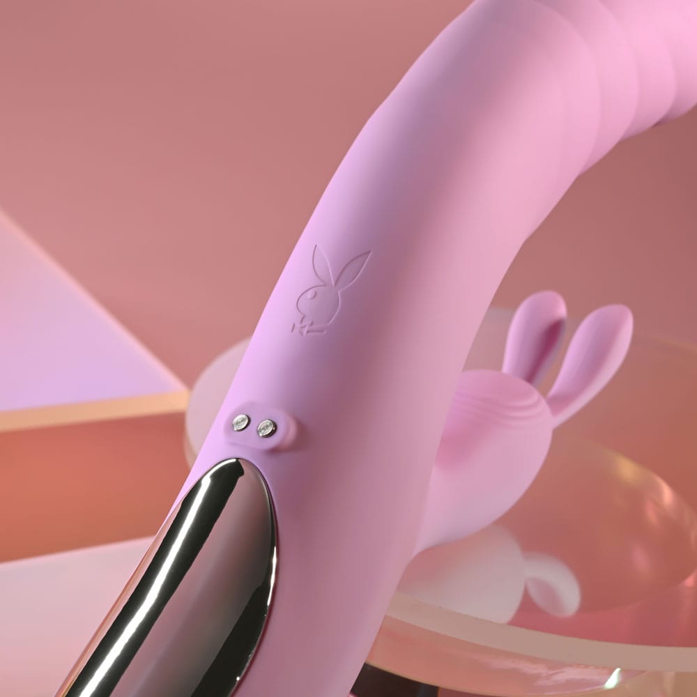 Playboy Pleasure RUB ME RIGHT - Pink 23.2 cm USB Rechargeable Thrusting Rabbit Vibrator