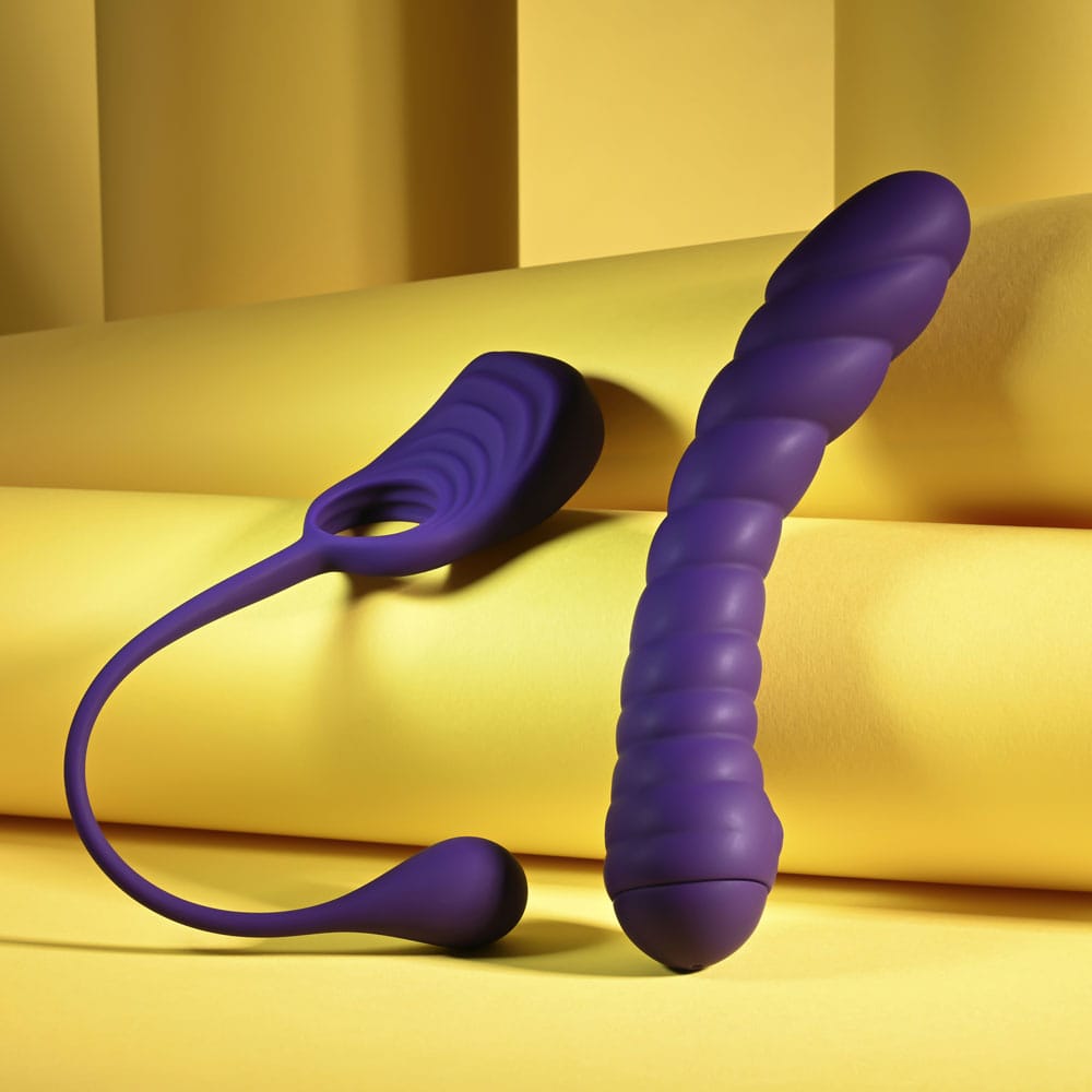 Playboy Pleasure TWISTED PLAYGROUND - Purple USB Rechargeable Vibrator and Cock Ring Kit