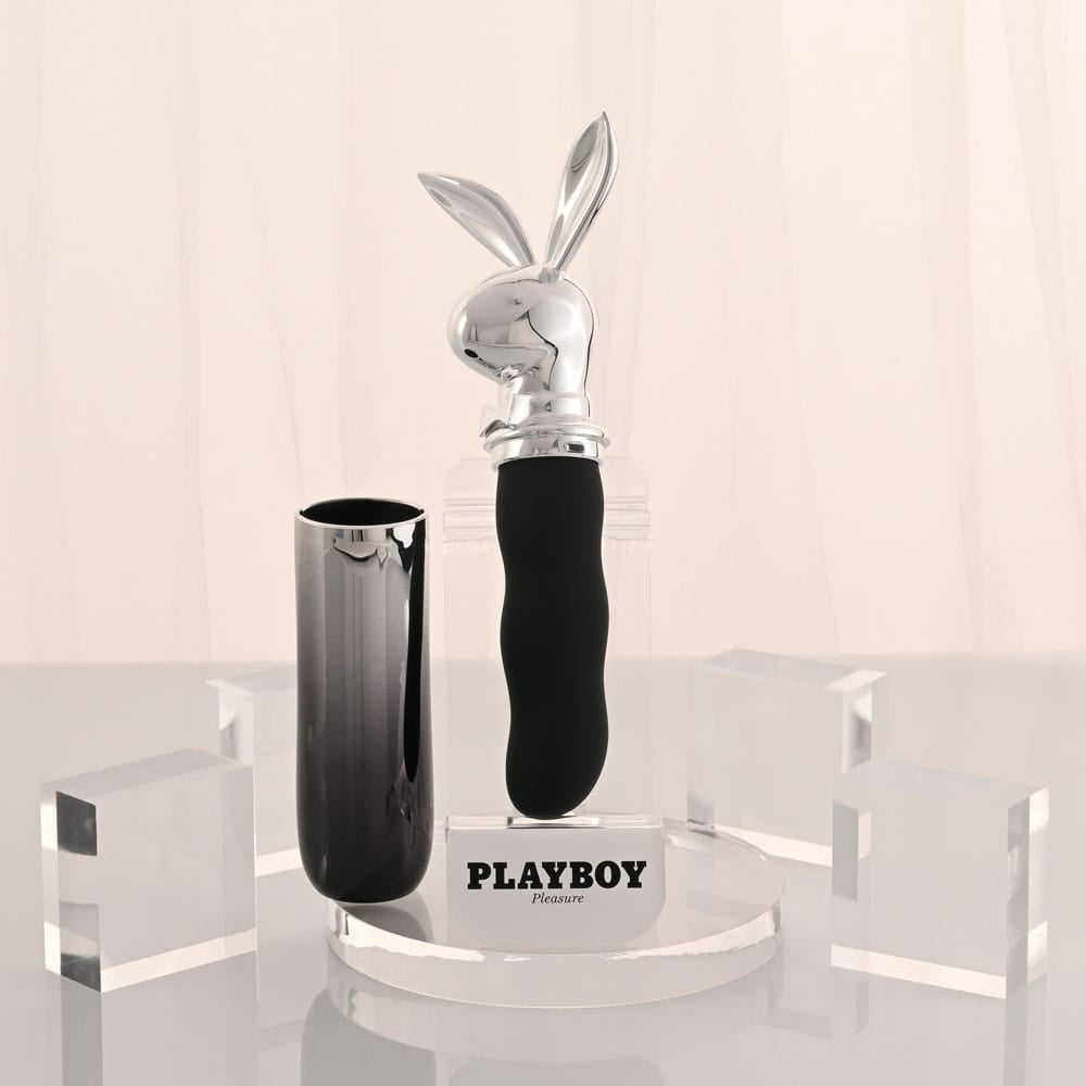 Playboy Pleasure BUNNY ON THE GO - Black/Chrome 18.6 cm USB-C Rechargeable Vibrator