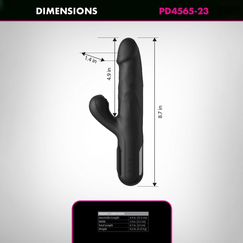 FFS Sonix Silicone Thruster - Black 22 cm USB Rechargeable Thrusting Vibrator with Flicking Clit Stim