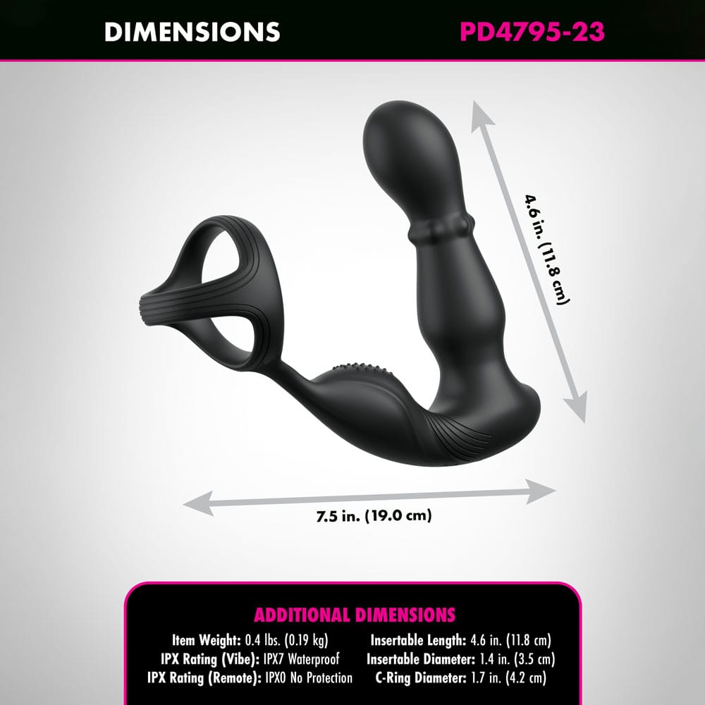 Anal Fantasy Elite Ass-Gasm Slide & Glide - Black USB Rechargeable Prostate Massage with Cock Ring