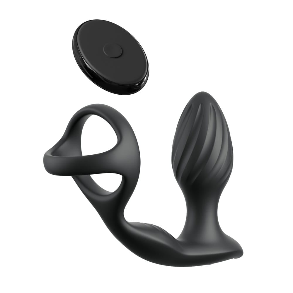 Anal Fantasy Elite Ass-Gasm Gyro-Milk Pro - Black USB Rechargeable Gyrating Butt Plug with Cock Ring