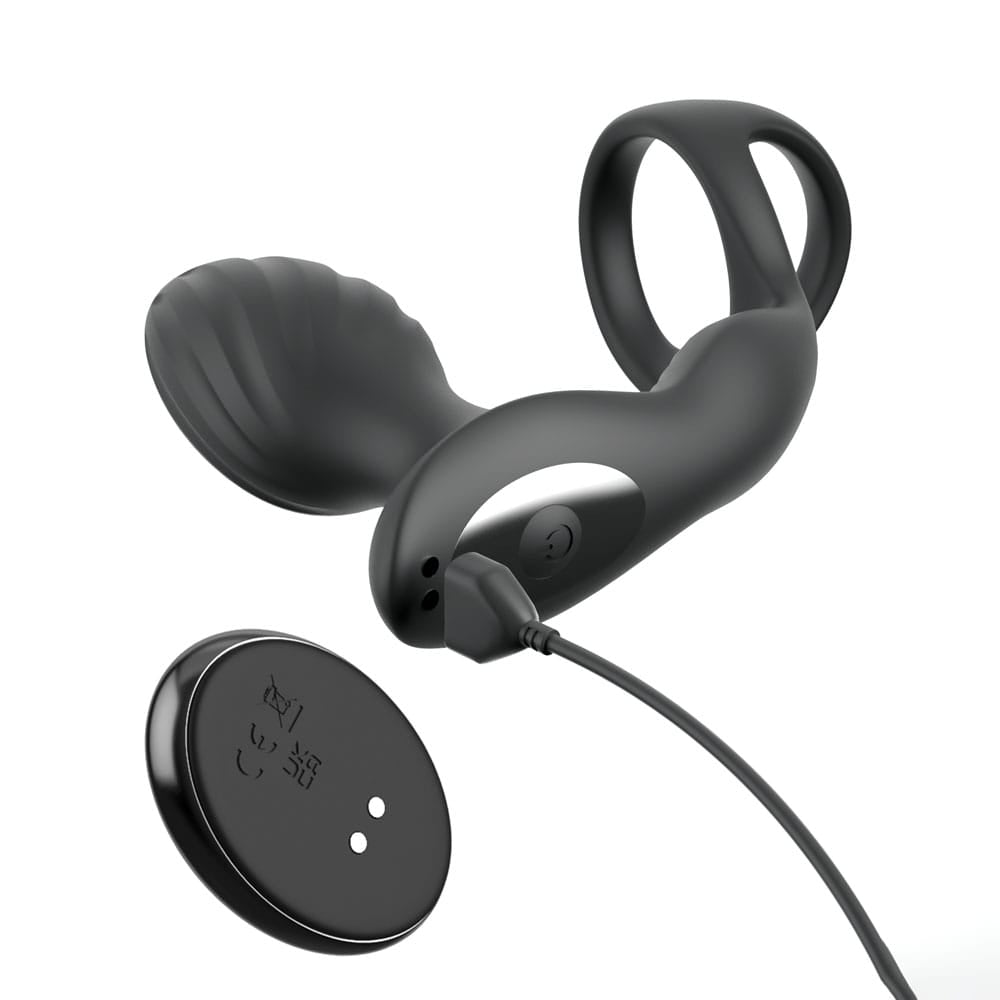 Anal Fantasy Elite Ass-Gasm Gyro-Milk Pro - Black USB Rechargeable Gyrating Butt Plug with Cock Ring
