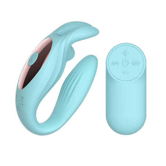 Passion Play Rabbit Couple Vibe with Remote Controller - Blue USB Rechargeable Couples Vibrator with Wireless Remote