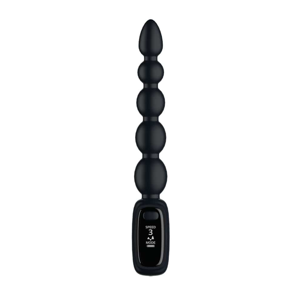 Passion Play Vibrating Anal Beads with LED Screen - Black 23 cm USB Rechargeable Vibrating Anal Beads