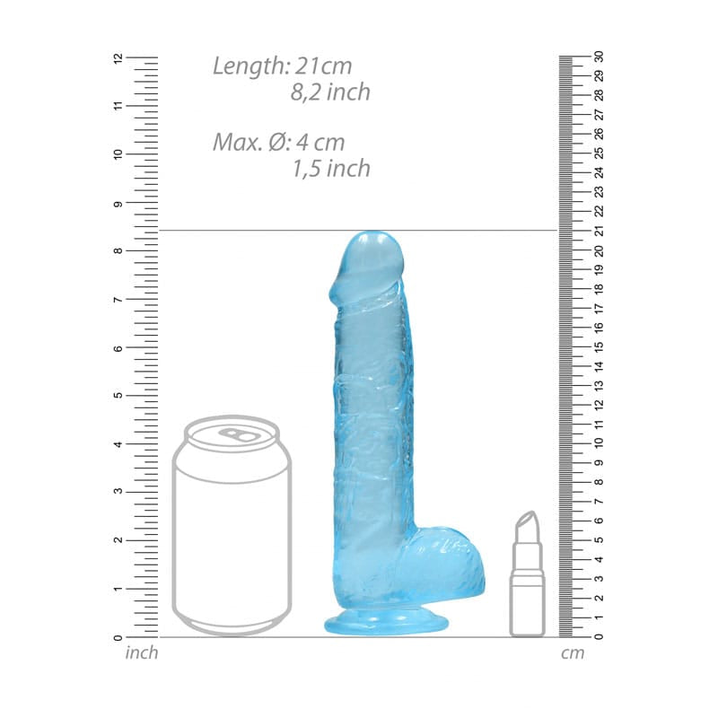 REALROCK 8'' Realistic Dildo With Balls - Blue 20.3 cm Dong